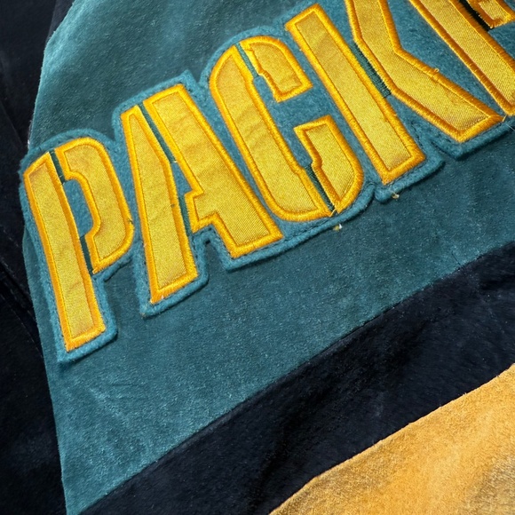 Green Bay Packers Vintage NFL Suede Bomber Jacket Size M - Picture 5 of 16